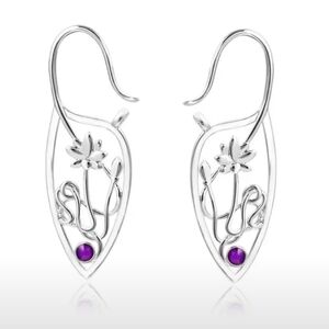 Lotus Flower Silver Plated Earrings